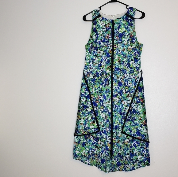 Ann Taylor High to Low A Line Dress Watercolor Casual Office Preppy Designer - Picture 4 of 15